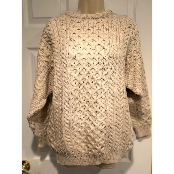 It’s Traditional ‘Tis Irish Sweaters - It’s Traditional ‘Tis Irish Aran Cable Knit Sweater Cream Wool Women’s Chunky M